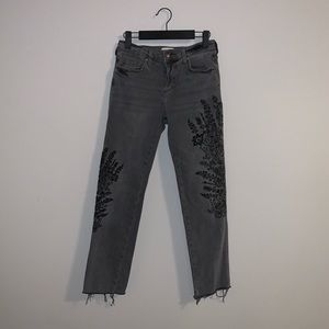 Free people black on black embroidered jeans